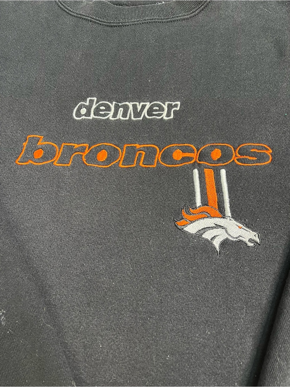 Vintage 90s Logo Athletic NFL Denver Broncos Crewneck Sweatshirt Mens XL Jersey - Picture 2 of 9